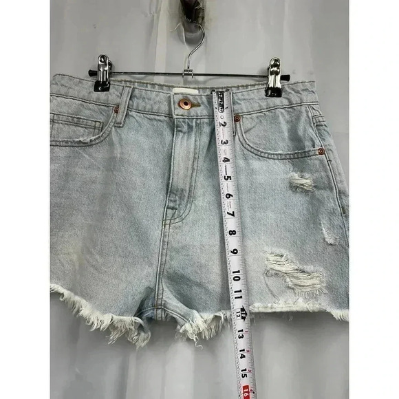 NWT Jonathan Simkhai Sz 29 Leo Blue Vintage High Rise Button Cut Off Denim Short - Picture 12 of 13